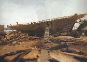 Winslow Homer Shipbuilding at Gloucester (mk44) oil painting on canvas